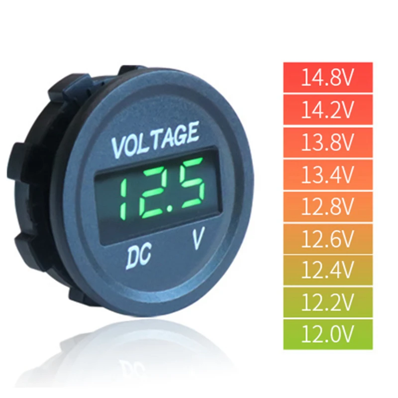 

12V LED Digital Voltmeter Waterproof Voltage Gauge Meter Battery Tester with Digital Touch Display Panel for Car Boat Motorcycle