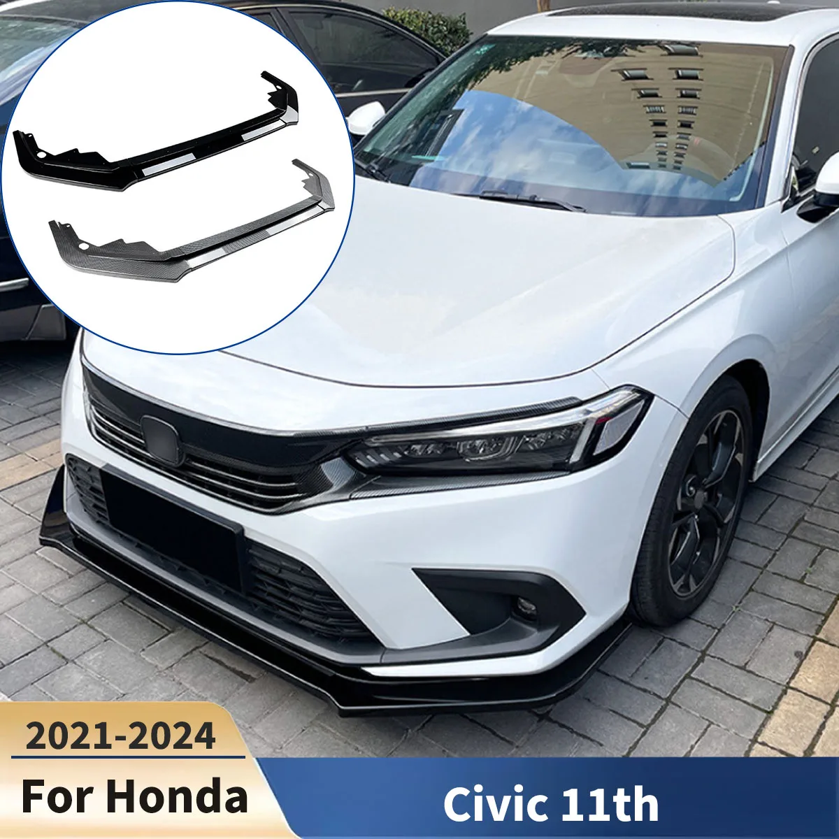 

For Honda Civic 11th 2021-2024 Car Front Bumper Splitter Lip Body Kits Side Skirts Front Blade Automobiles Diffuser Tuning