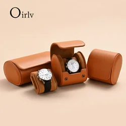 Oirlv 1/2/3-Slot Brown Watch Case Storage Box Leather Travel Watch Case Box Bag Pouch Portable Brown Watch Gift Box Storage Bag