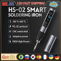 FNIRSI HS-02 Adjustable Temperature Soldering Iron DC 24V 100-450℃ Welding Solder Rework Station PD 100W Portable Repair Tool