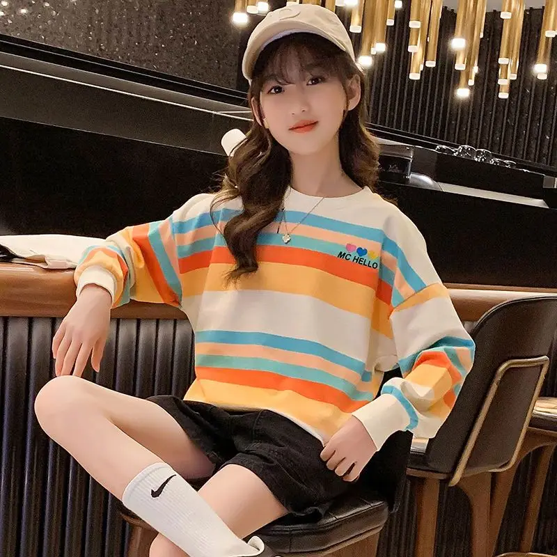 

Stripes Little Girl Clothes Children Girls 4 Years Clothing 6 7 11 12 T Shirts Korean Kids Top Spring Autumn From 5 T Shirt 2025