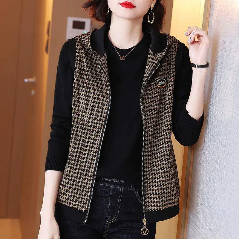 Women's Spring Autumn Plaid Vest Outerwear 2025 New Sle Mom's Faionable Oversize Versatile Cheered Jaet Top