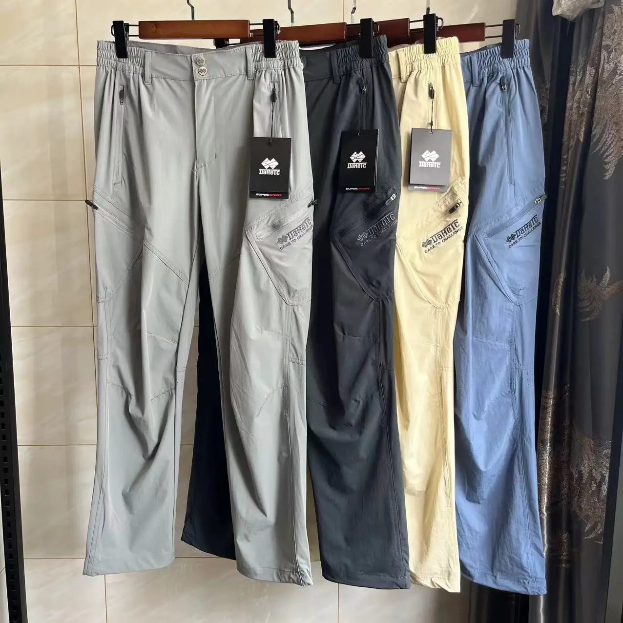 

Men's Summer Outdoor Mountain Series Straight Leg Thin Qui Dry Work Trousers Casual Pants Multiple kets Breathable Nylon