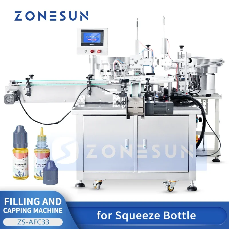 ZONESUN Automatic Filling and Capping Machine Inner Plug Squeeze Bottles Monoblock Filler Capper Sealing ZS-AFC33