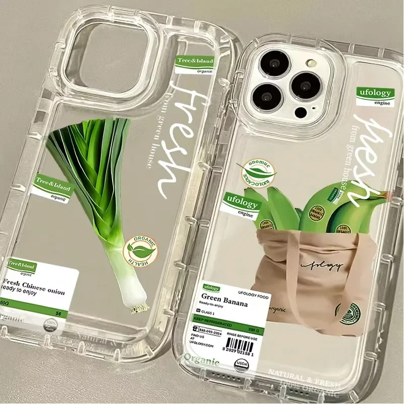 Green Vegetables Fruit Phone Case For iPhone 16 15 14 13 12 11 Pro Max XS X XR 8 7 Plus SE 2020 Shockproof Soft Silicone Cover