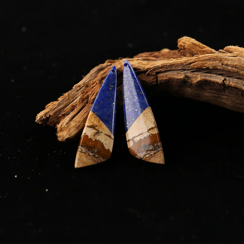 

B&F Lapis Lazuli Picture Jasper Earring Beads for Jewelry Making, Handmade Natural stones beads, Stones for Making Supplies