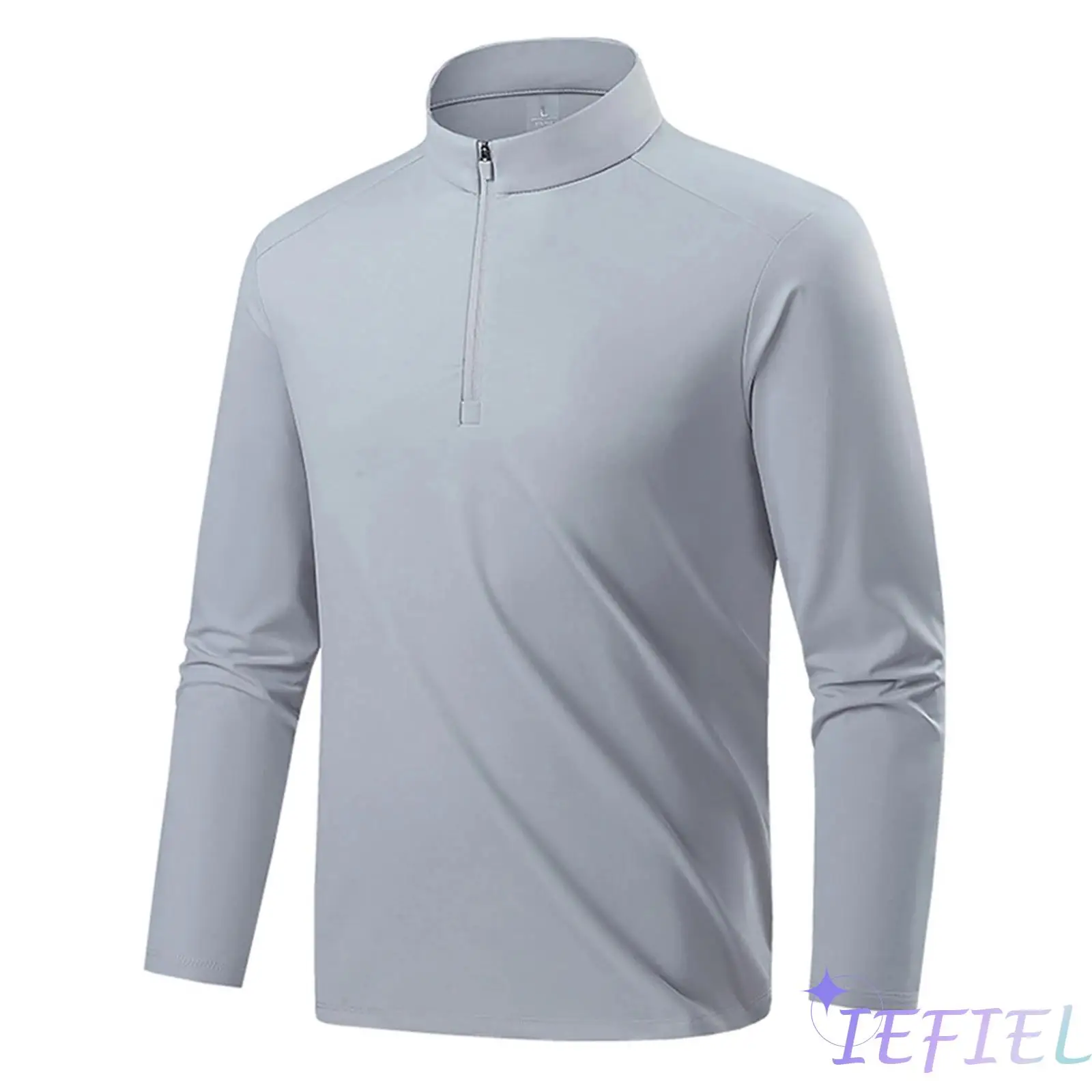 

Adults Men Quick-Drying Golf Tops Zip-Up Stand Collar Long Sleeves Pullover T-shirt Casual Style Top for Golfing Tennis Sports