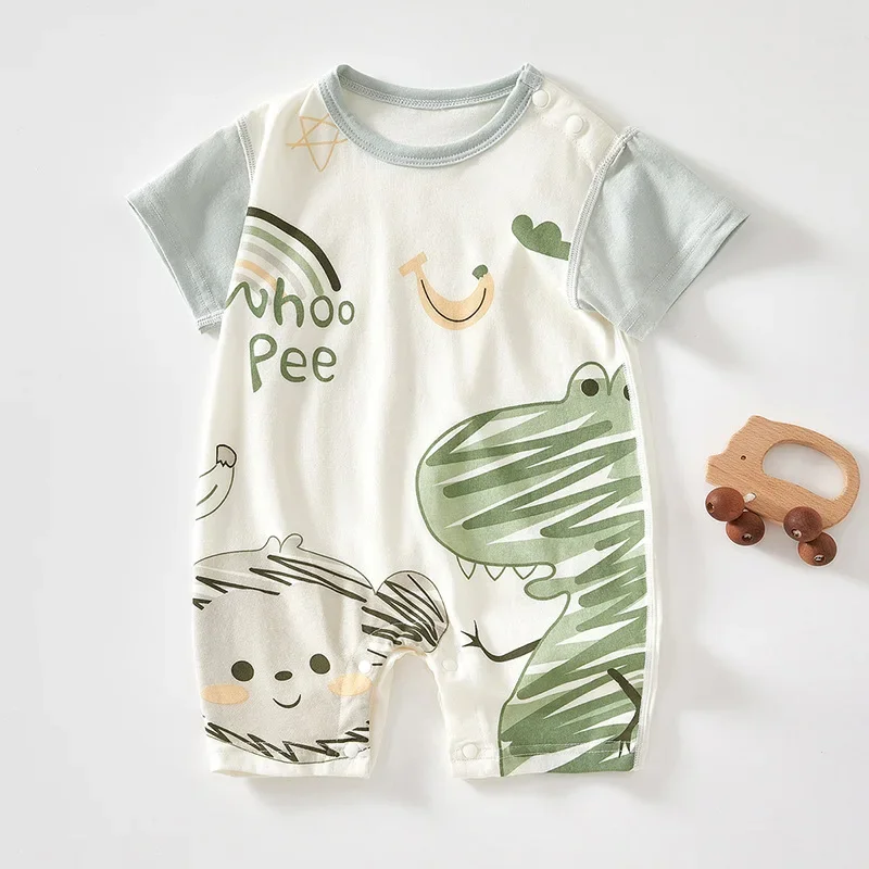 New Summer Clothing Romper Cotton Short Sleeved Thin Newborn Cute Baby Jumpsuit Soft Breathable Boys Girls Crawling Clothes