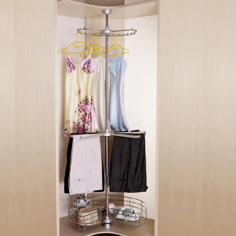 Wardrobe hardware accessories: three layer trouser rack / corner clothing basket / revolving multi-functional hanging pole / sto