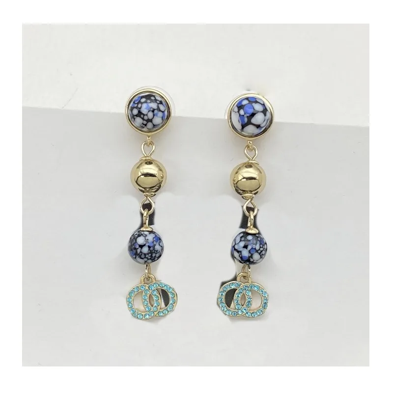 

Double Letter Blue and White Porcelain Stud Earrings Light Luxury Niche Design Earrings Earrings Women's Jewelry Seiko