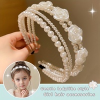 1/2 pieces of cute girls' imitation pearl headbands that do not hurt hair, sweet little girl flower headbands, kidsren's hair ac