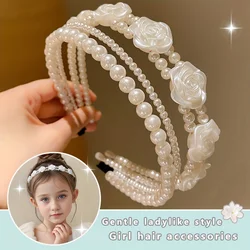 1/2 pieces of cute girls' imitation pearl headbands that do not hurt hair, sweet little girl flower headbands, kidsren's hair ac