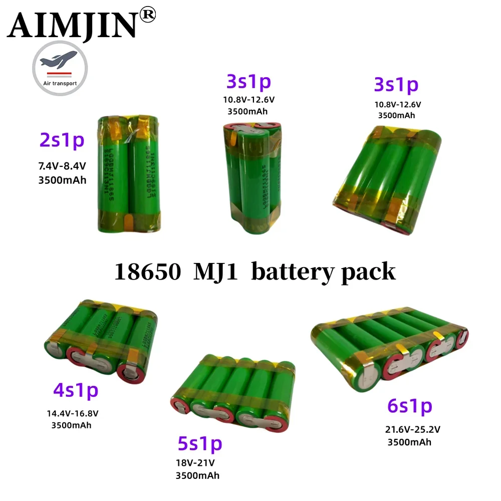 

7.4 V-24V 3500mAh MJ1 18650 Lithium-Ion - Custom battery package, welding battery 2S1P 3S1P 4S1P 5S1P 6S1P