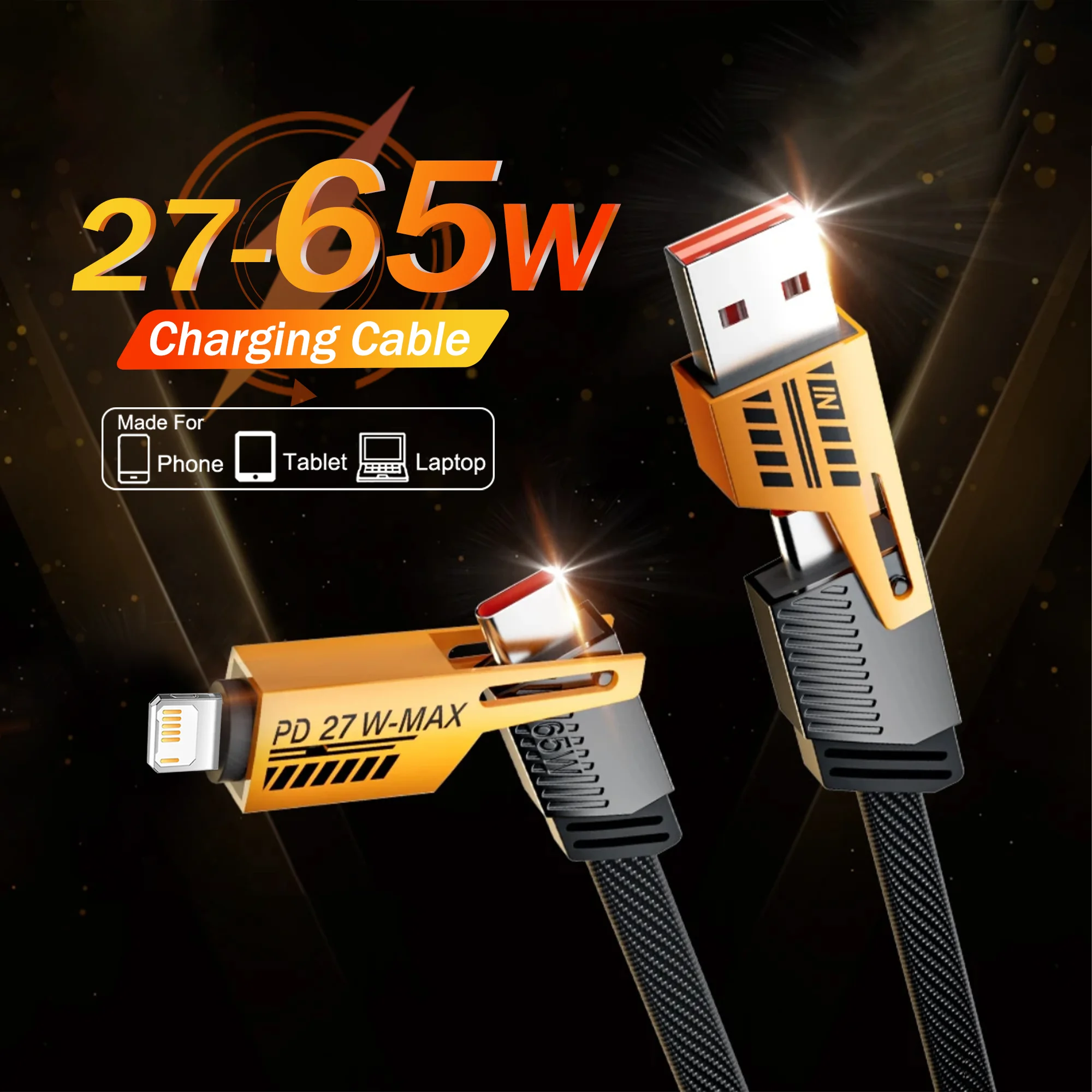 

4-in-1 Four In One Type C USB A Cable For Samsung Xiaomi 14 13 Ultra For iPhone 16 15 Pro Max Fast Charging Charger Data Line