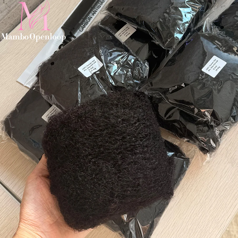 Afro Kinky Bulk Echthaar, natürliche Farbe für Dreadlock-Erweiterungen, 100 % Echthaar-Reparatur-Extensions für Twist/Zöpfe