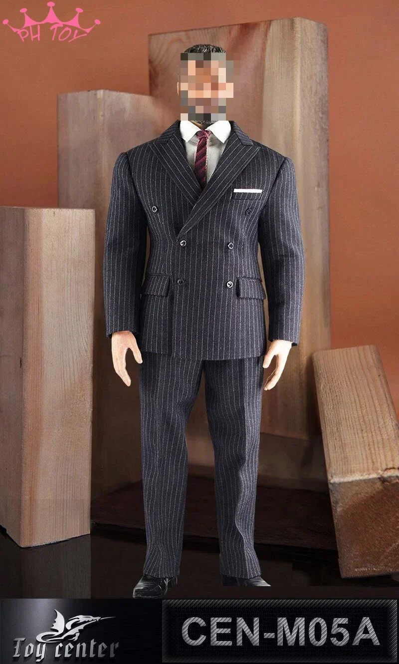 M05 1/6 Scale England Gentleman Suit with Stripes Casual Wear Clothes Set Model for Male Soldier PH TBL M34 Strong Body Figure