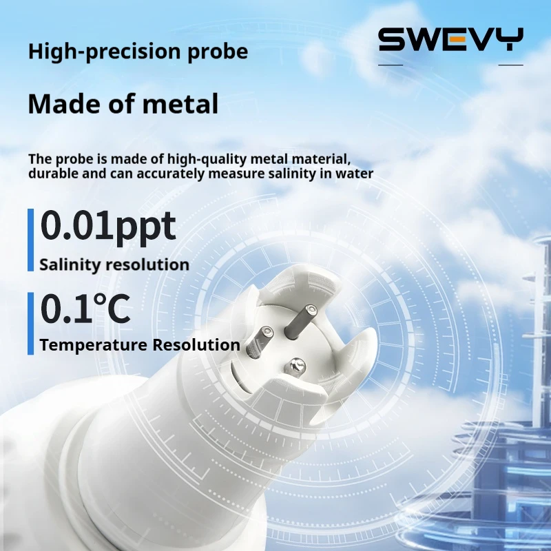 SWEVY SW702 0-70ppt 0-60℃ Temperature and Salinity Dual Measurement Meter, LCD Food and Aquaculture Digital Salinity Meter