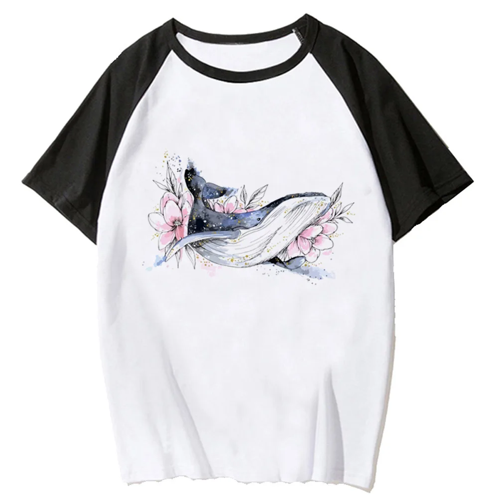 Whale t-shirts women summer harajuku Japanese top girl Japanese designer y2k clothing