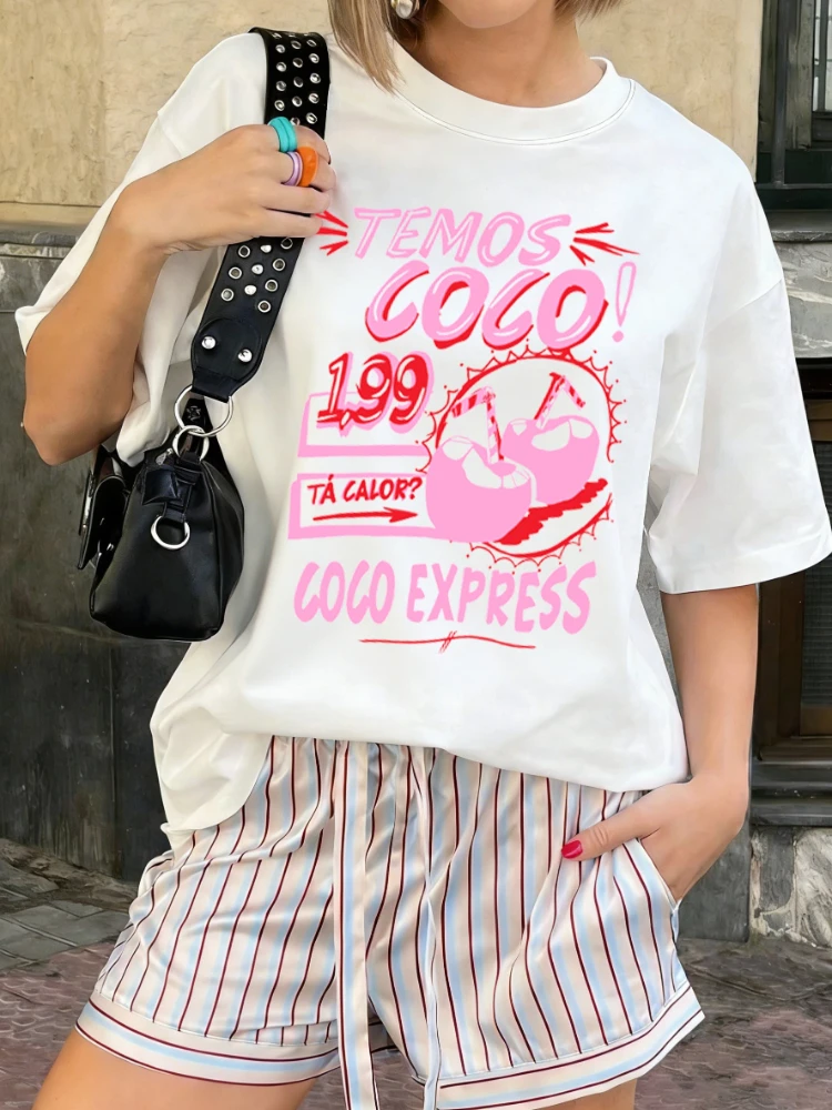 Süßes Frucht-Kirsch-Print-Shirt Vintage Damen Grafik-Oberteil Rundhals-Bluse T-Shirt Kurzarm-T-Shirt Damenkleidung Oversize