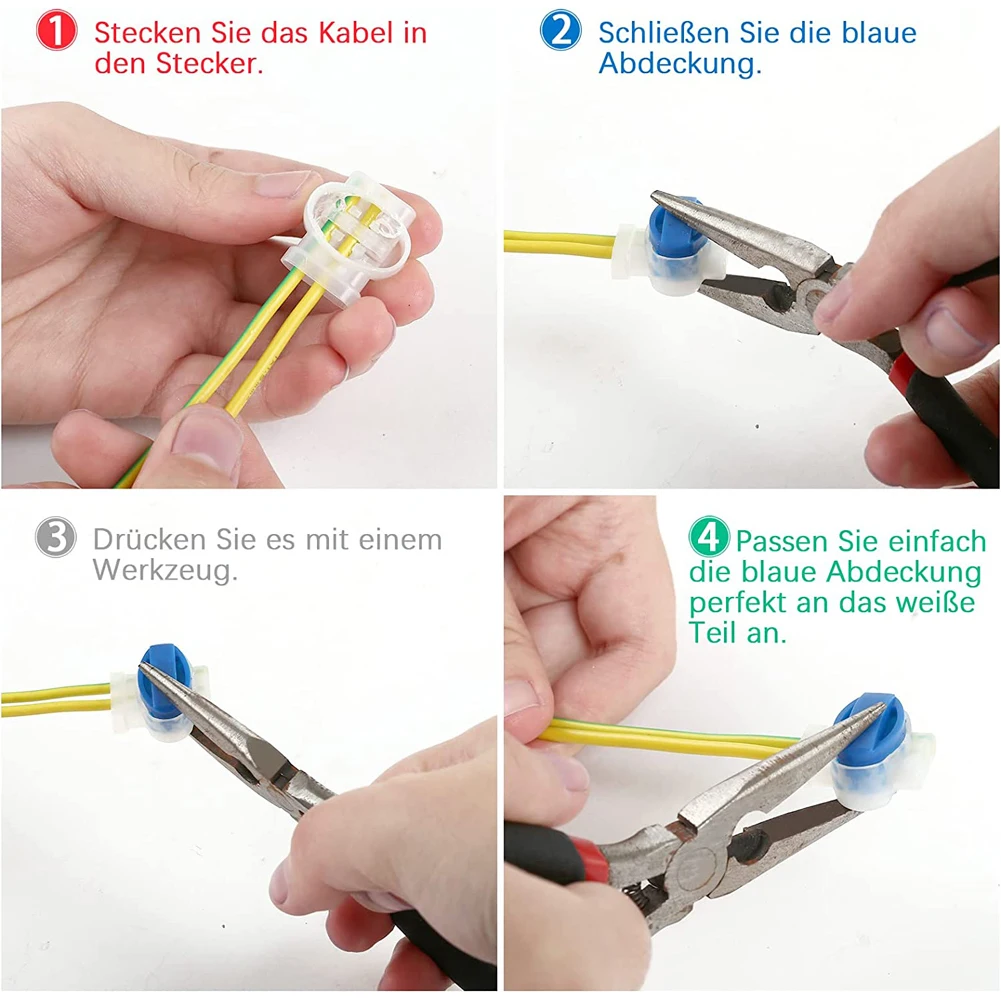 موصل كابل مقاوم للماء بدون تجريد ، موصل 3 ثقوب ، المشابك اتصال ، يصلح للحديقة ، Husqvarna ، Worx ، Robomow