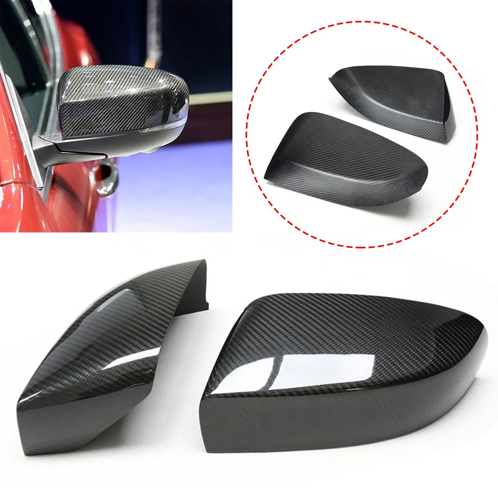 

2pcs Real Carbon Fiber Car Rearview Mirror Cover Side Mirror Protection Cap For Maserati Ghibli 2017-2019 Quattroporte 2017-2020