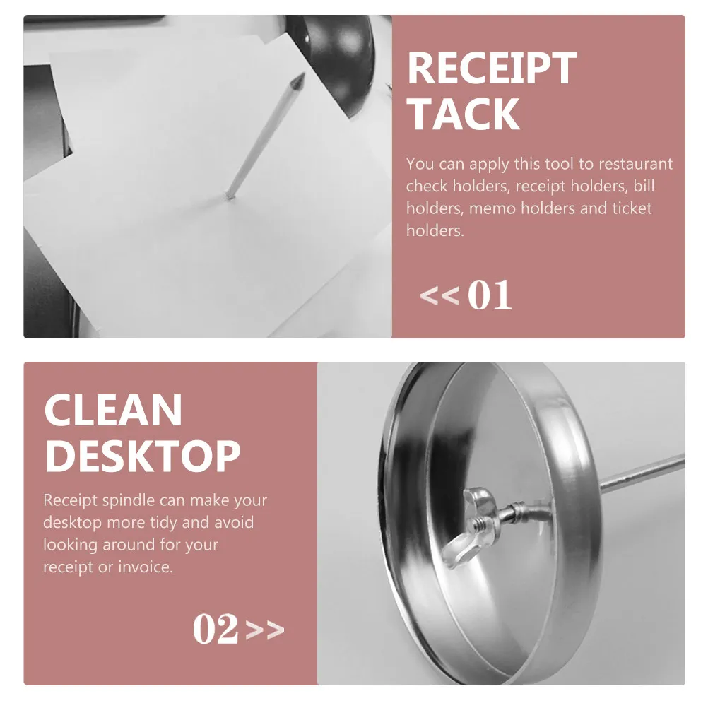 3Pcs Premium Stainless Steel Receipt Spike Holder Desk Check Spindle for Milk Tea Shop Pub Office Receipt Storage Organizer Rod