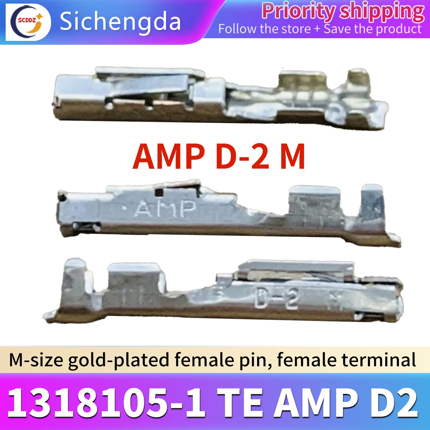 10 pieces, AMP/TE Tyco 1318105-1 wire diameter: 18-22awg crimping terminal, wiring contact, connector female end, M # inner gol