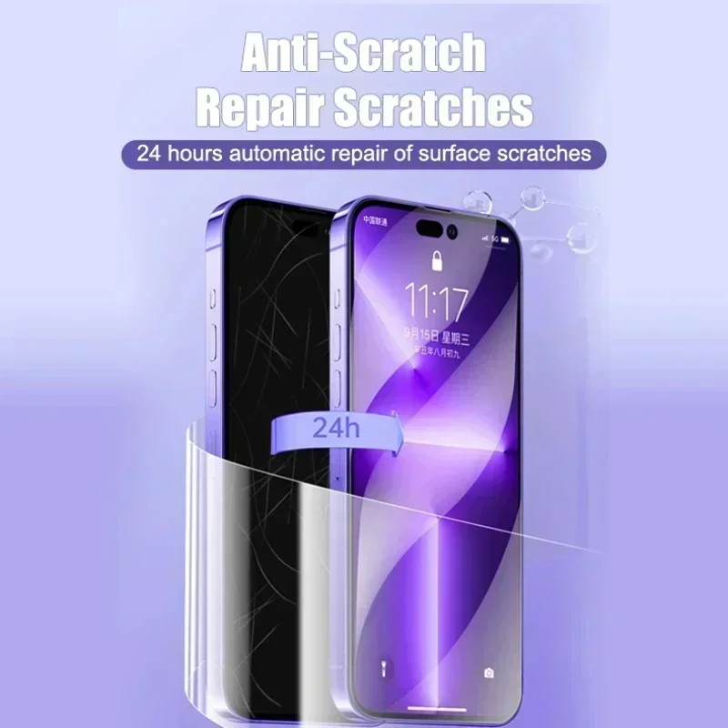 4 Unids. Película de Hidrogel para iPhone 17 16 11 12 13 14 15 Pro Max Película Trasera Protector de Pantalla para iPhone XR XS MAX 16 15 Plus Película Suave 5