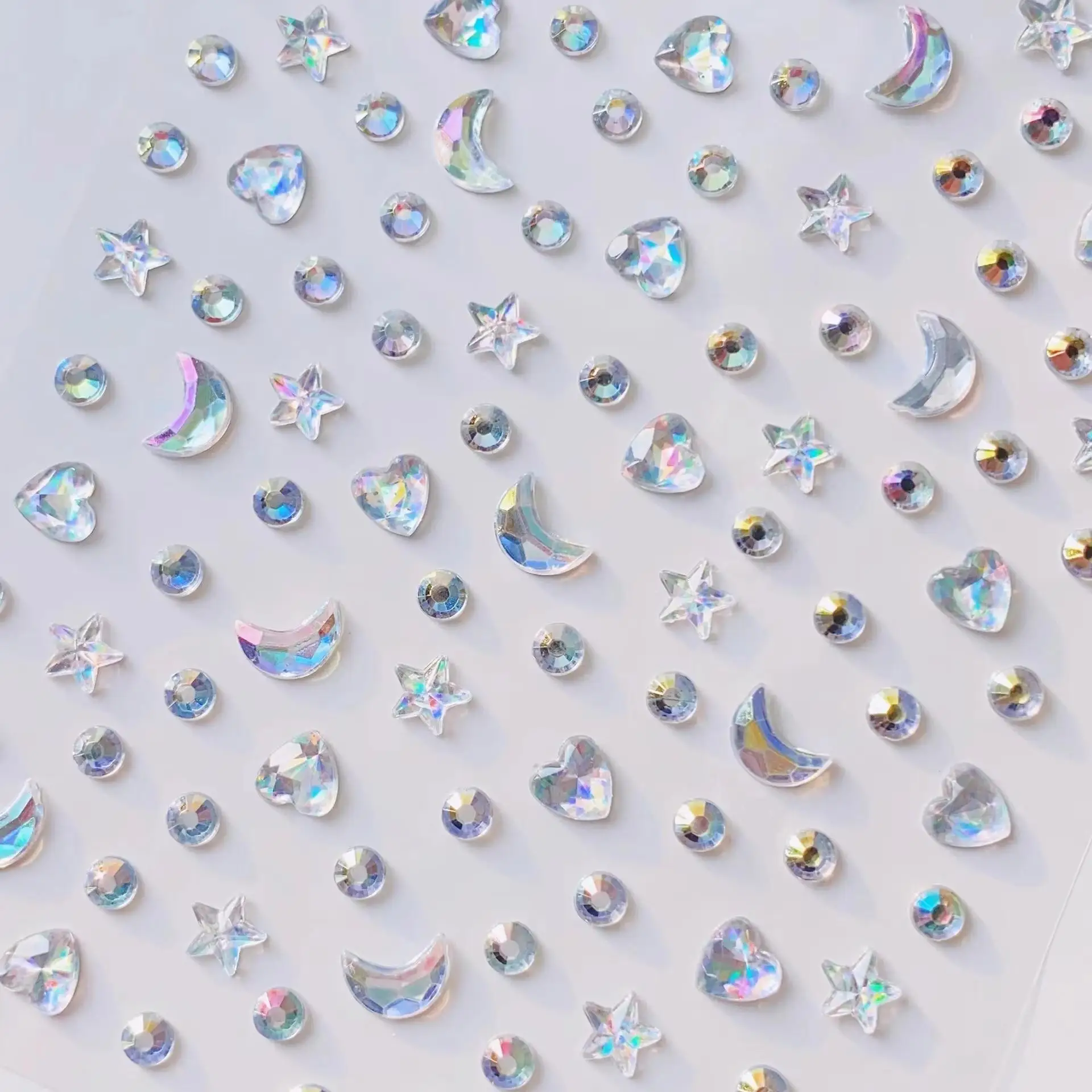 1/2pcs 3D Star Moon Heart Rhinestone Stickers Multicolor Glitter Jewels Gem Deco Sticker Aesthetic Journaling Kawaii Stationery