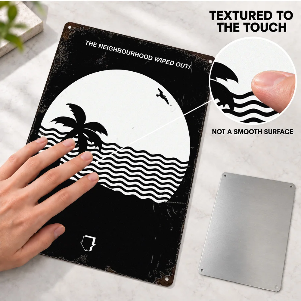 The Neighbourhood Wiped Out Printed Poster Customized Aluminum Metal Sign Palm Tree Waves Illustration Wall Art For Home Studio