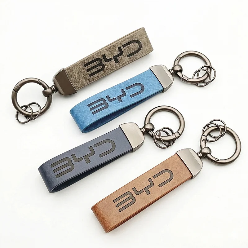 Women Man Leather Keyring Car Keychain for BYD Atto 3 Seal Dolphin Tang Han Song Plus Auto Key Fob Strap Accessories