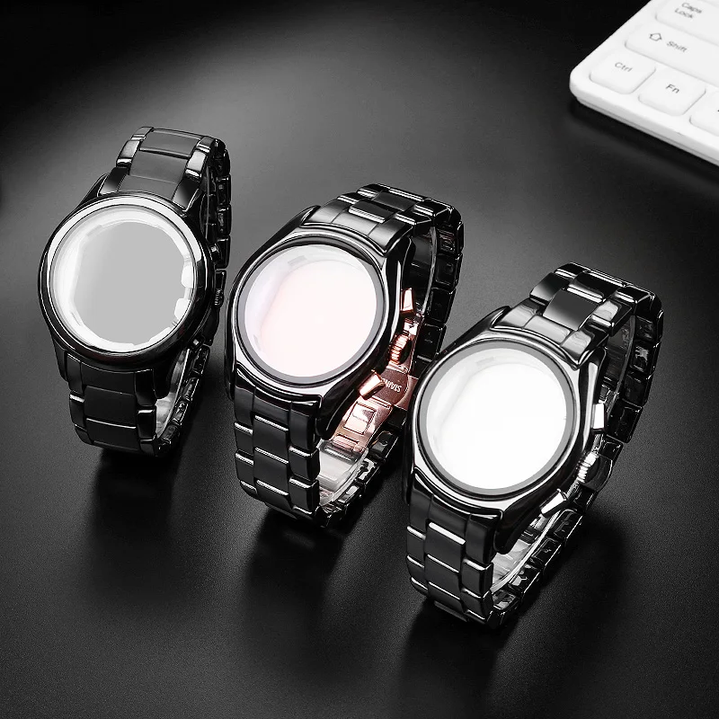 22mm 24mm Ceramic watchband set black watch strap case bracelet For Armani AR1507 AR1509 1895 1451 1452 1400 1410