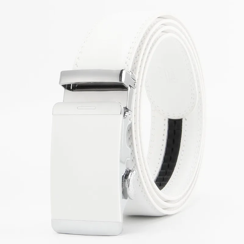 

Мужской ремень белого цвета 3,5 см, унисекс, поясные ремни из натуральной кожи для джинсов, ремни с автоматической пряжкой