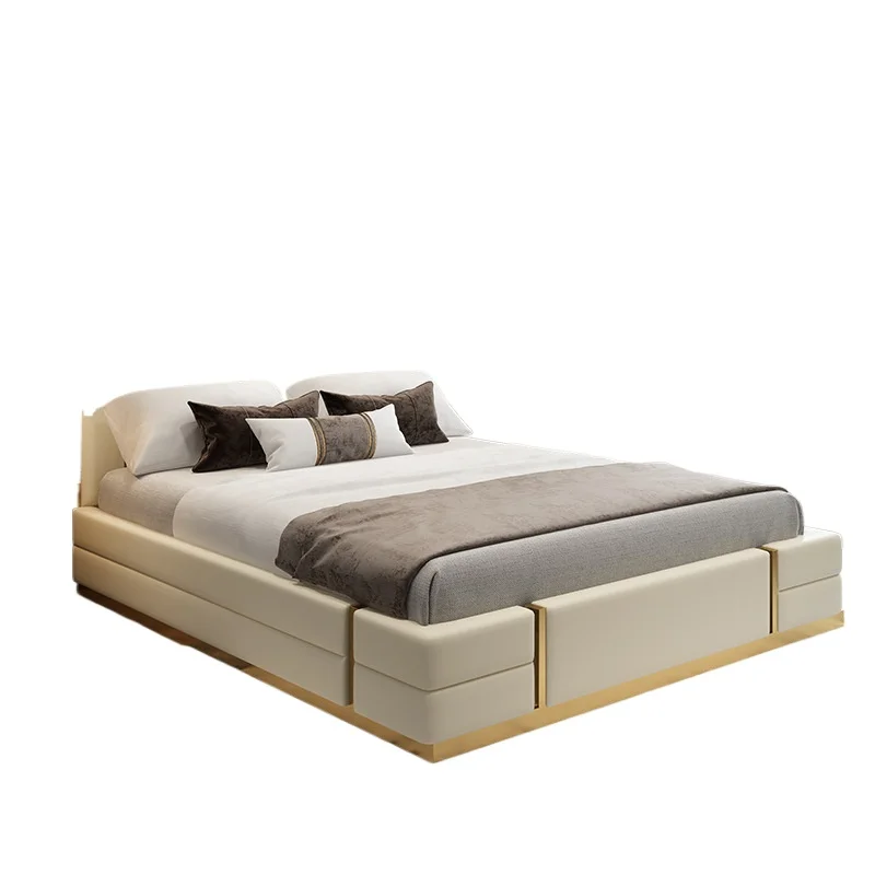 

Light luxury leather double bed 1.8 meters master bedroom marriage bed modern bedroom storage bed