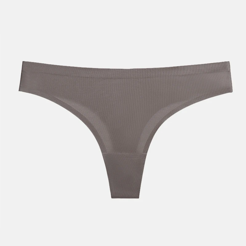 BANNIROU 1Pcs Sexy Seamless Underwear Woman Sports Panties Female T-back Solid Soft G-string Ice Silk Thong For Woman Underwear