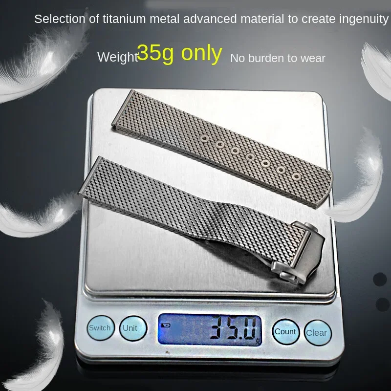 20mm High Quality Titanium metal Watchband Mesh Belt  for Omega Seamaster 003 Man Bracelet Titanium Strap for Omega 007 series