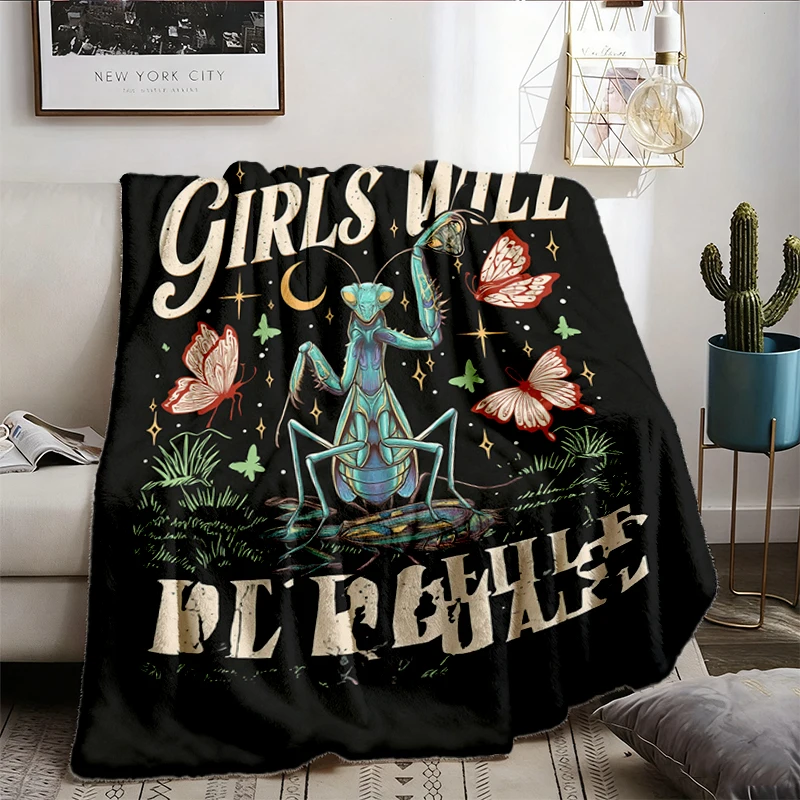 Vintage Graphic Gift Flannel Blanket Flannel Throw, Bug Lover Cottagecore, Social Justice Gift Cozy Blanket Warm Blanket