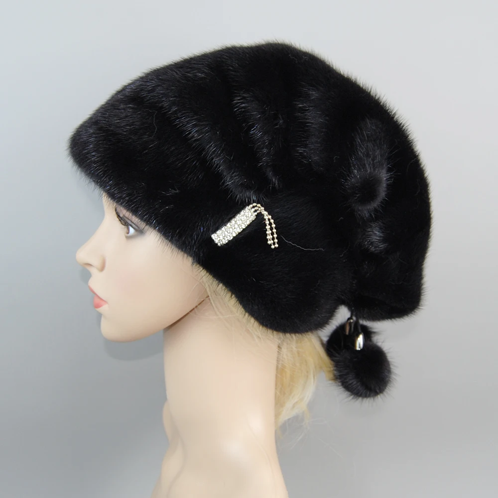 Russian Fur Hat Winter Warm Natural Mink Fur Hats for Women Classic Luxury Caps Earflap Christmas Hat Luxury Lady Real Mink Hat