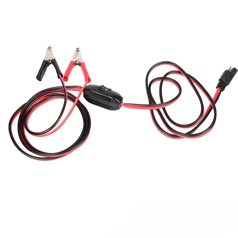 8FT/2.5M 12AWG SAE Battery Alligator Clip Harness with On/Off Switch Quick Break 12V 2Pin - Vehicle Jump Start Cord
