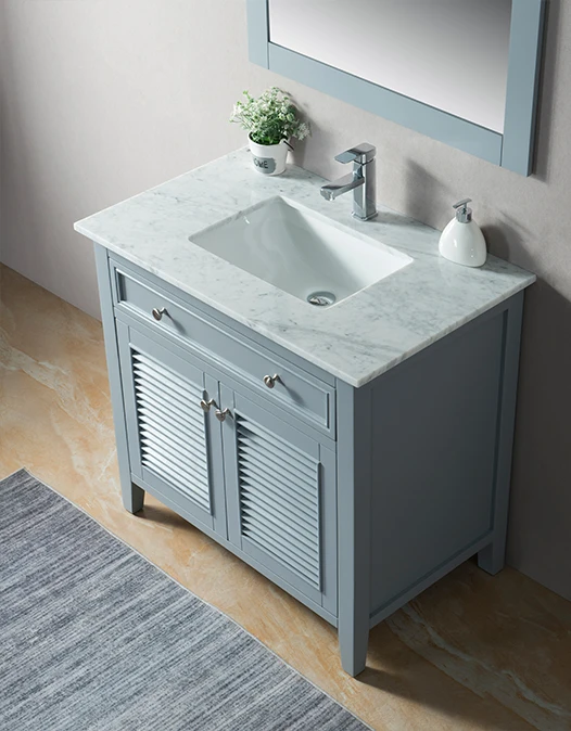 Modern Luxury 36-Inch Dark Grey Bathroom Vanity Cabinet with Countertop for Hotel Use