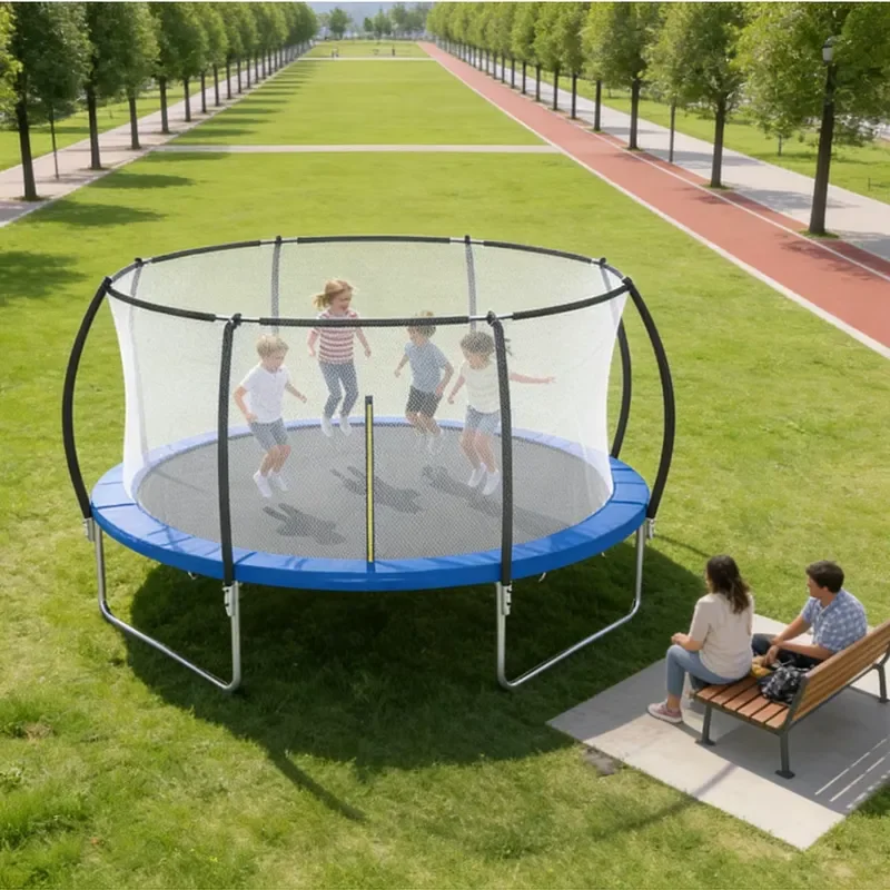 Premium Large Jumping Trampoline with Safety Net for Adult Outdoor Cardio Training and Backyard Fitness Fun