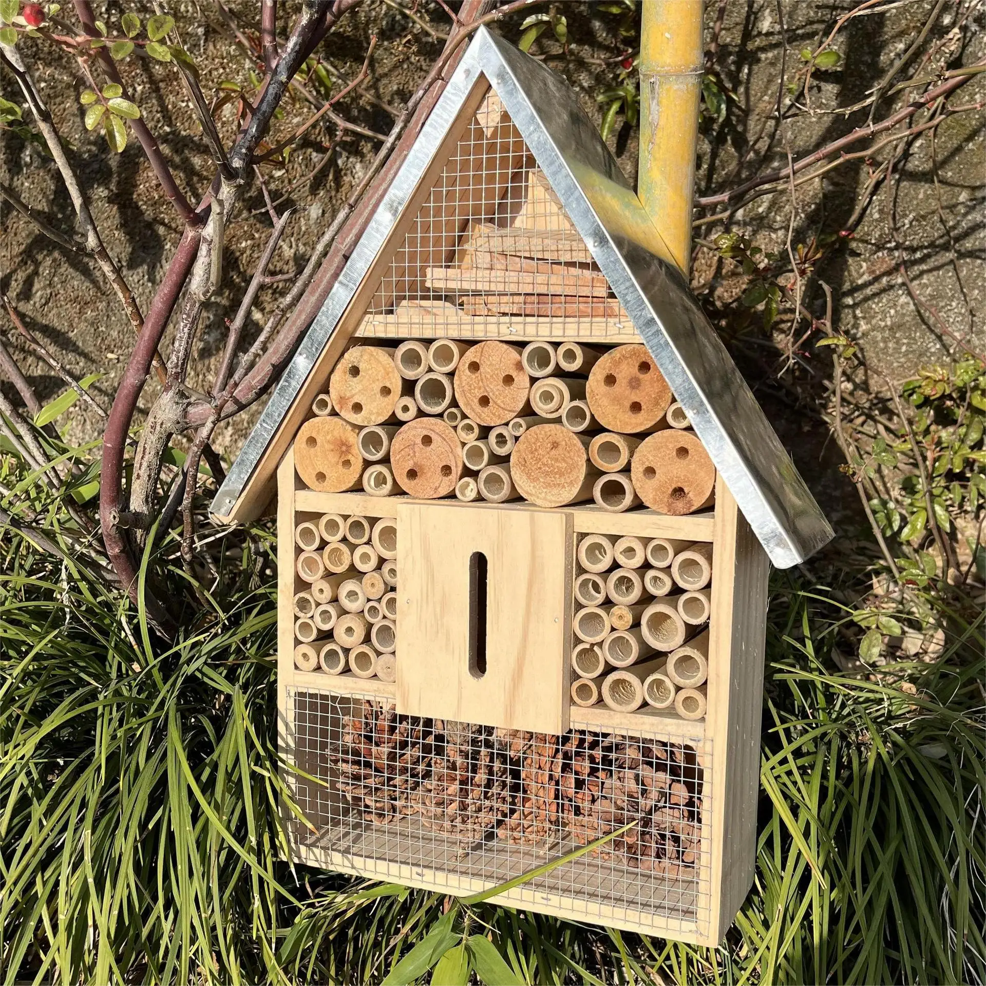 Eco-Friendly Wooden Insect House Bee Hotel Garden Decorative Shelter