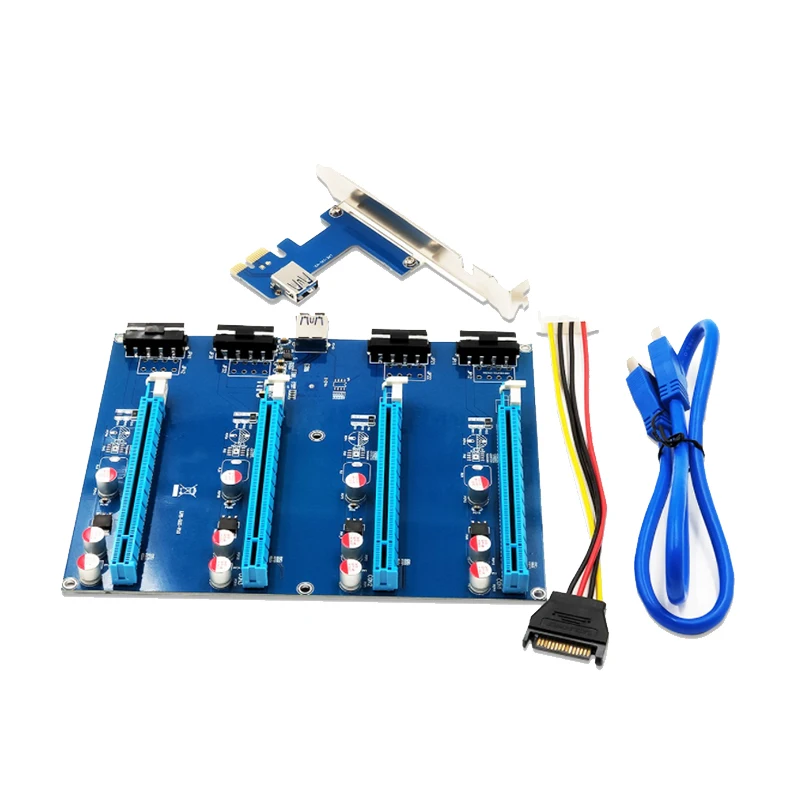 بطاقة محول Pcie إلى Pcie 1 سحب 4Pci-E إلى Pcie 1X بطاقة توسيع فتحة بدوره واحد أربعة 1 بدوره 4 بطاقة توسيع