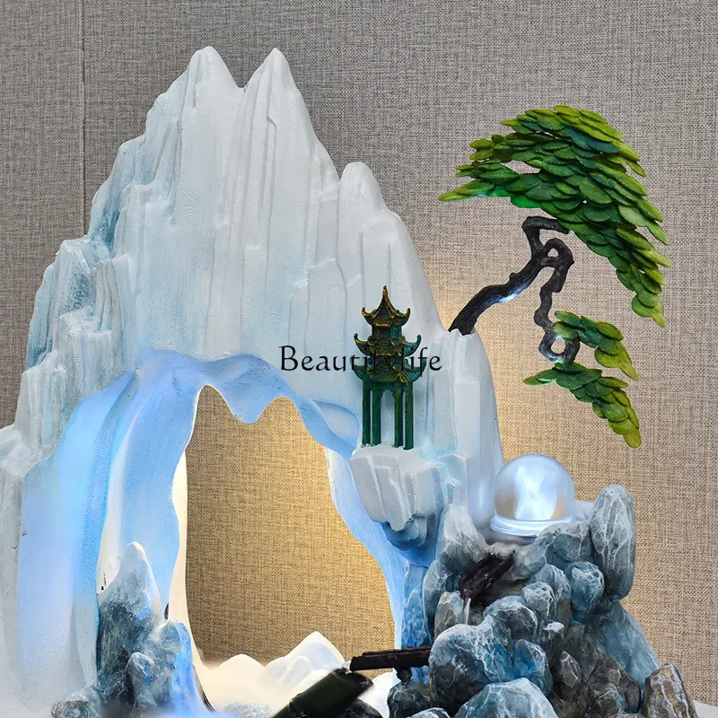 06-Living room entrance high-end fountain rockery feng shui landscape flowing water ornament