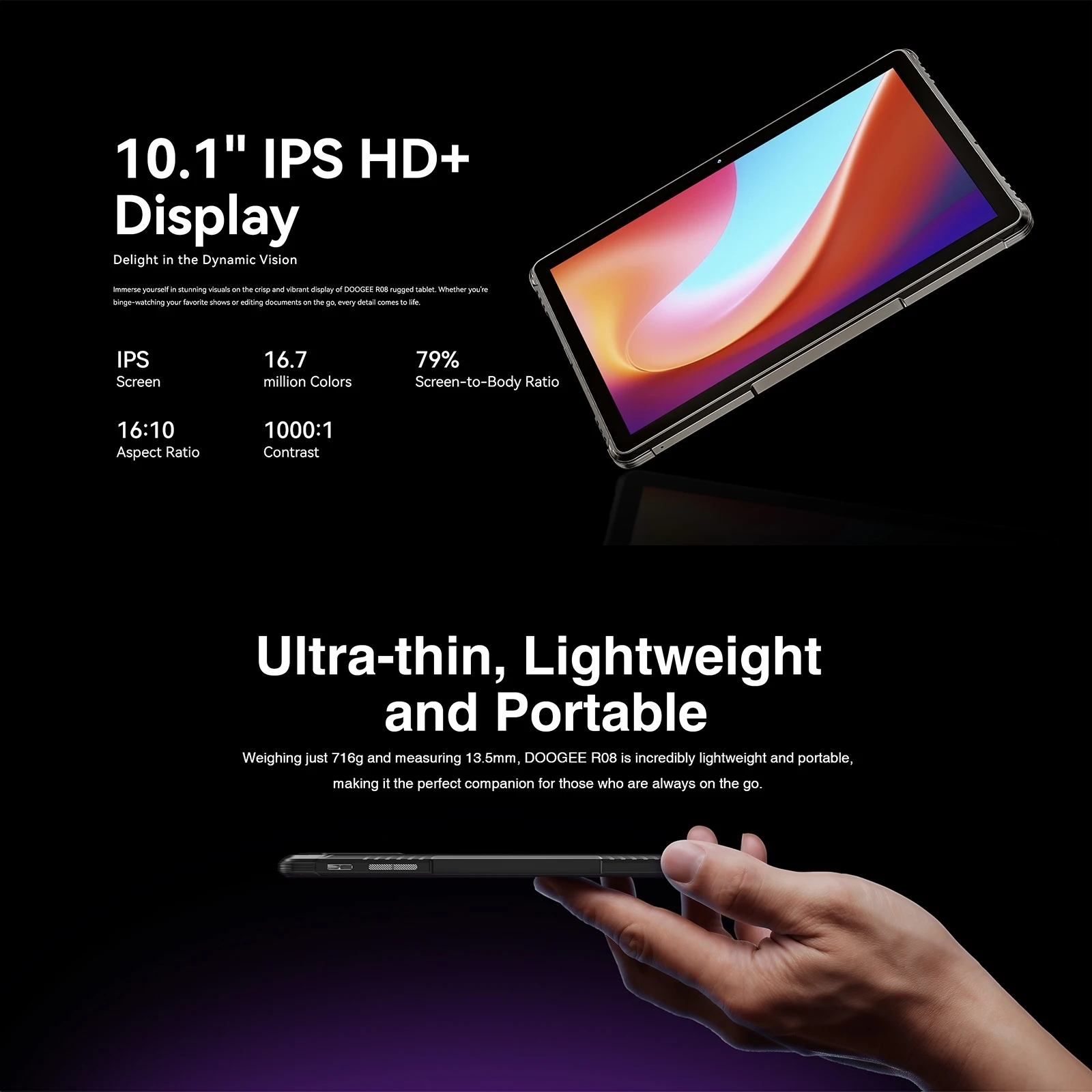 Imagem -02 - Rugged Tablet pc 4g 10.1 Ips Display 6gb 256gb 7680mah 10w Fast Charge Android 13 Suporte de Carga Reversa Google Play Doogee-r08