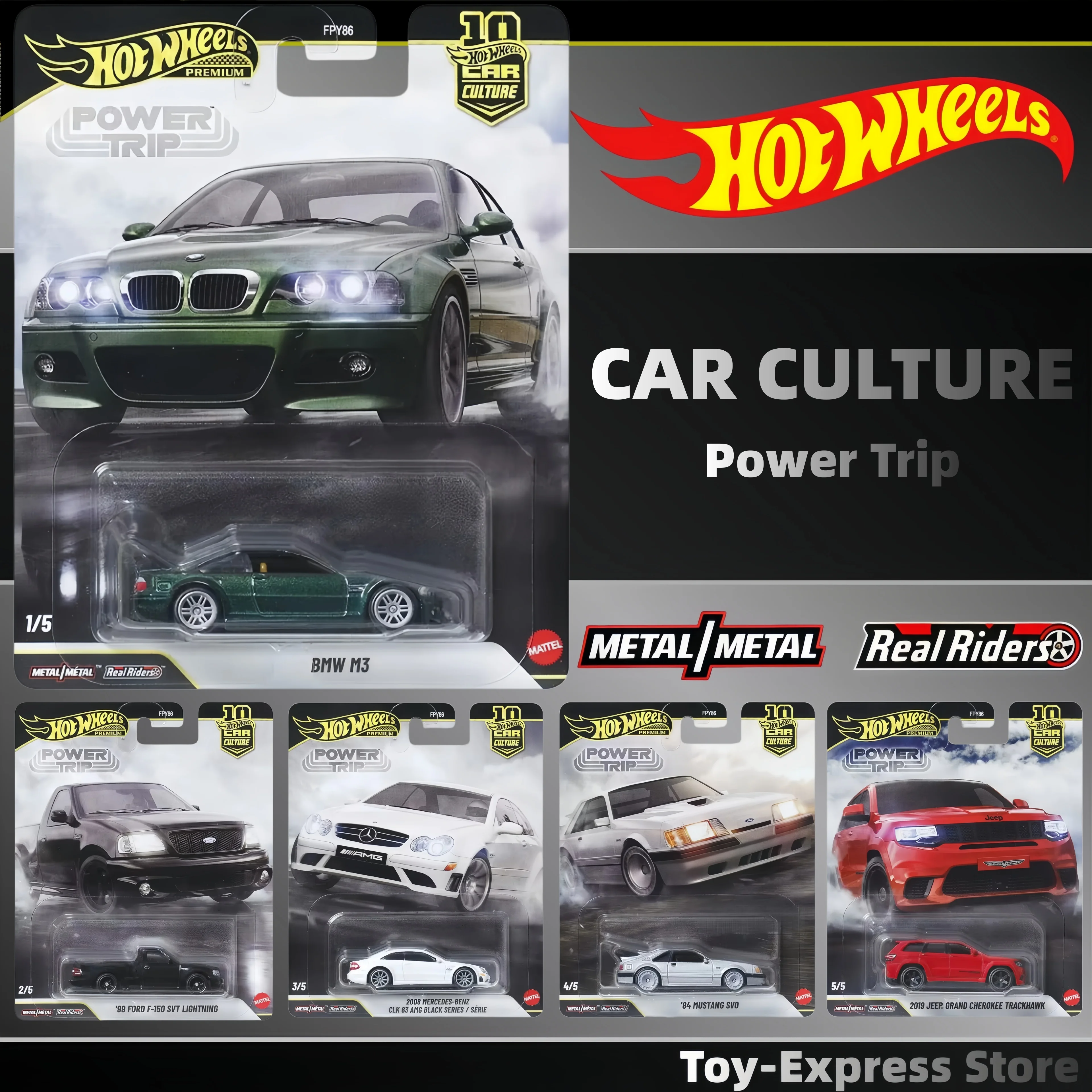 

Hot Wheels Premium 2026 Car Culture Power Trip Hotwheels Children Kids Toys BMW Ford Mercedes-Benz Mustang Jeep 1:64 Car Model