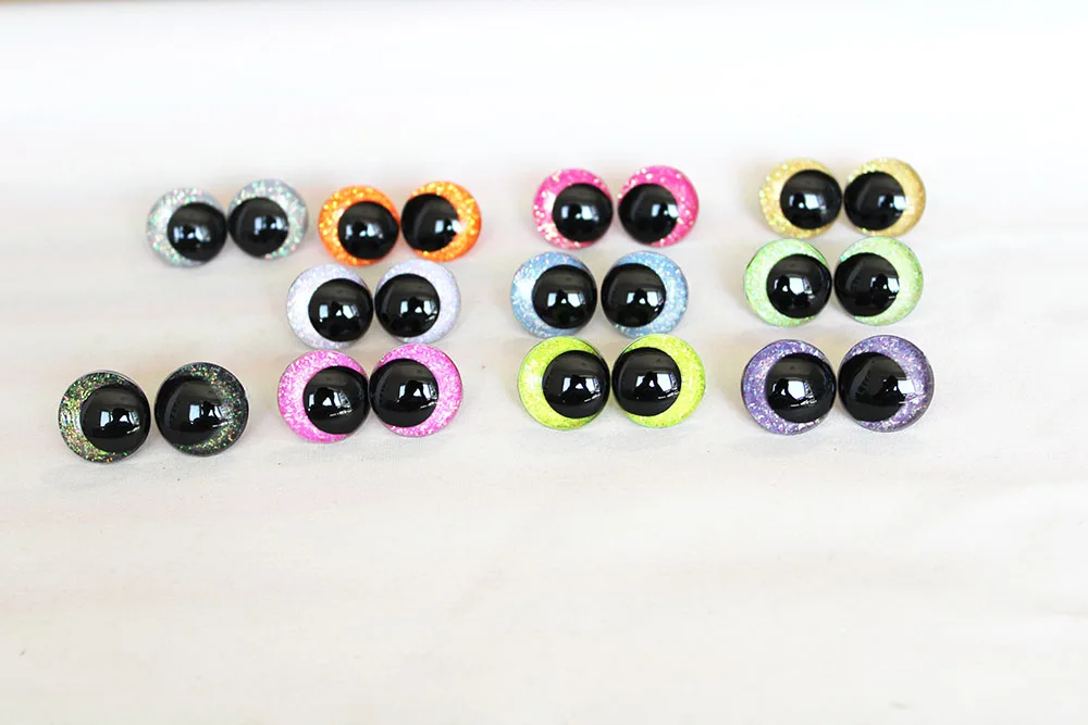 

20pcs 12mm 14mm 16mm 18mm 20mm 23mm 28mm comical Round glitter toy eyes funny eyes With handpress washer FOR CRAFT---C11