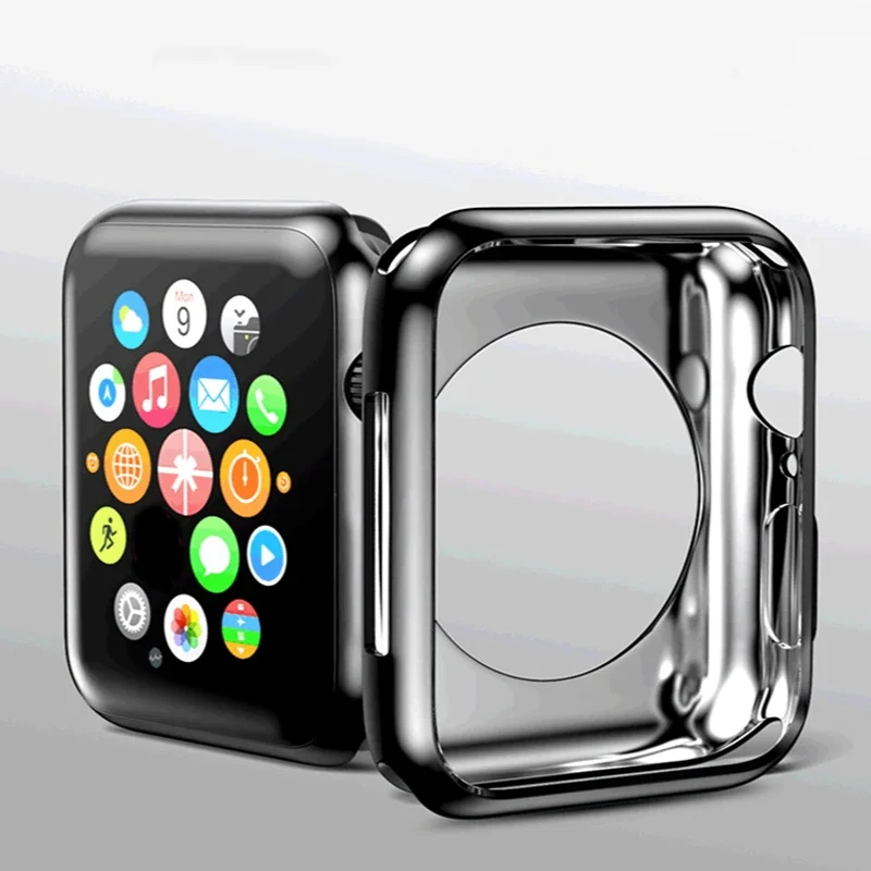 Cover for Apple Watch Case 44MM 41MM 45MM 42MM 40MM 38MM Hollow Soft Clear TPU Screen Protector Case for iWatch 9 8 7 6 SE 5 4 3