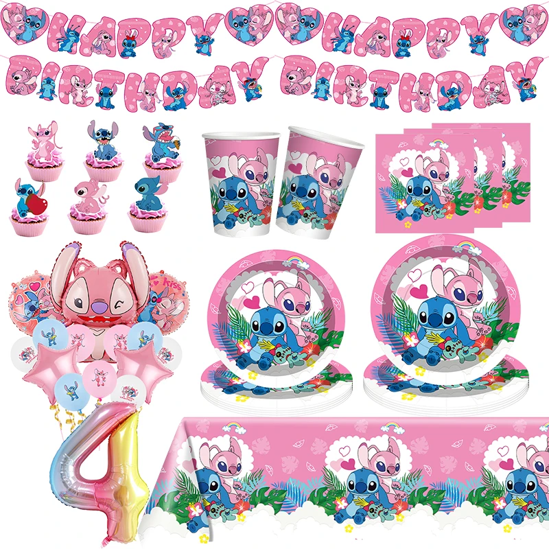 Lilo And Stitch Birthday Decorations Stitch Birthday Girl Party Decor Supplies Balloons Backdrop Banner Plates Cups Tablecloth