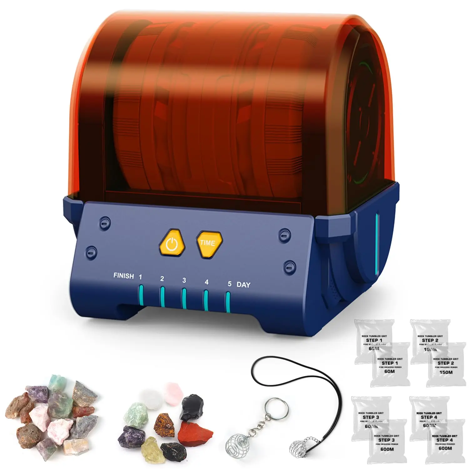 Children's Professional Rock Polishing Kit with Soundproof Cover STEM Science Education Toy DIY Gem Polishing with Raw Stone San